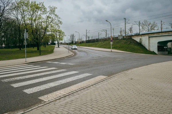 Pedestrian Crossing Intersection Three Roads — 스톡 사진