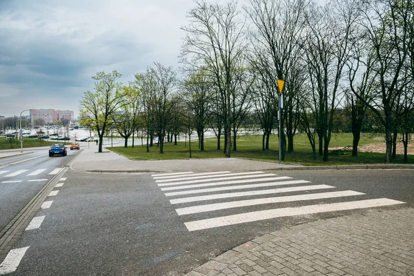 Pedestrian Crossing Intersection Three Roads — 스톡 사진