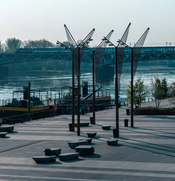 Warsaw Poland 2022 Embankment Vistula River One Most Attractive Public — 스톡 사진