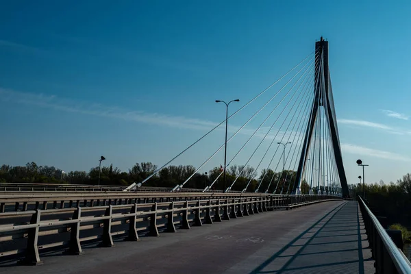 Warsaw Poland 2022 Swietokrzyski Bridge Vistula River Bicycle Road — Photo