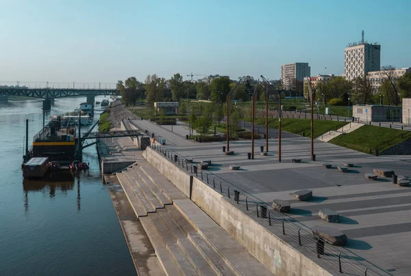 Warsaw Poland 2022 Embankment Vistula River One Most Attractive Public — стокове фото