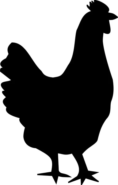 Zwart silhouet van een kip — Stockvector