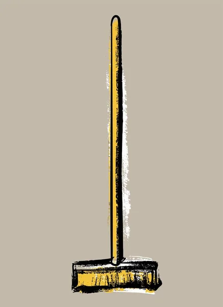 Uma escova de jardim ou vassoura. Ilustração de um esboço desleixado. — Vetor de Stock