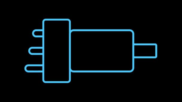 Elektrisches Ladegerät Symbol Isoliert Auf Schwarzem Hintergrund Mit Hellen Linien — Stockvideo