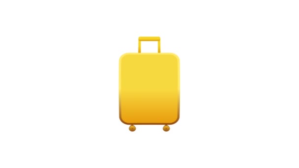 ループスクイズの動き効果で白い画面に隔離されたバッグアイコン 旅行のシンボル — ストック動画