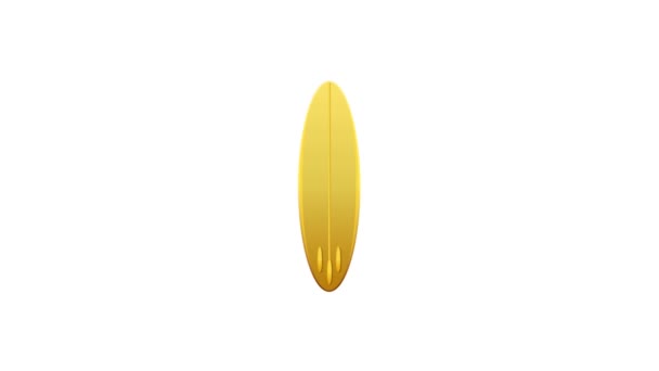Żółta Ikona Deski Surfingowej Izolowana Białym Ekranie Płynna Animacja Deski — Wideo stockowe