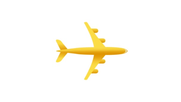 Avion Jaune Isolé Sur Fond Blanc Effet Compression Animation Boucle — Video