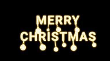 Sallanan Noel çanları siyah arka planda parıldayan altın renginde mutlu Noel 'e tutunuyor. Mutlu Noeller konsepti.