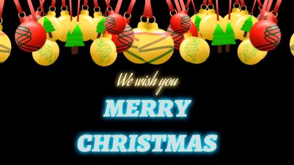 Wish You Merry Christmas Drawing Process Isolated Black Background Swinging — Stock Video