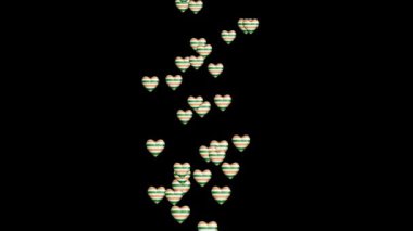 3d Dalgasız Hint bayrağı desenli kalp şekli video düzenleme için izole edilmiş siyah ve pembe arkaplan.