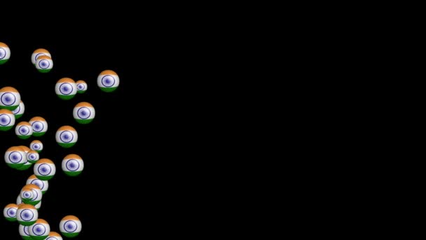 3D浮動インド色のボールは黒の背景に隔離された インド政府の休日のためのループとシームレスな背景 — ストック動画