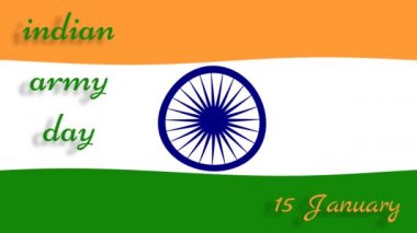 Hint ordusu günü, 15 Ocak animasyonu Hint bayrağı sallarken izole edildi. Hint ordusu günü için kavram.