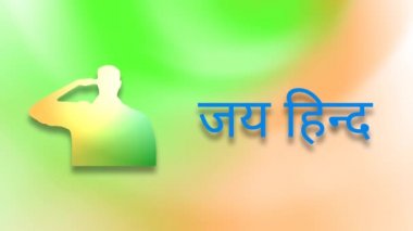 Jay Hind Hint bayrağı arkaplanındaki Hintli askeri selamlıyor..