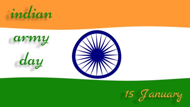 Indian Army Day January Animation Isolated Waving Indian Flag Concept — Stock Video