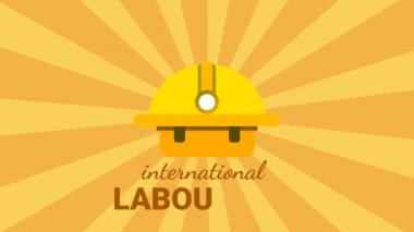 İşçi bayramında işçi ikonuyla birlikte kına yazısı hareketinin etkisi. İşçi bayramı animasyonu arkaplan rengi taşınırken izole edildi.