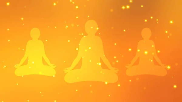 Drei Yoga Symbole Auf Gelbem Hintergrund Und Entspannende Energie Bewegungsillustration — Stockfoto
