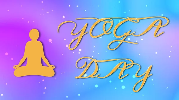 Yoga Tageshintergrund Mit Schwebenden Kreisen Und Neonblauem Und Rosa Hintergrund — Stockfoto