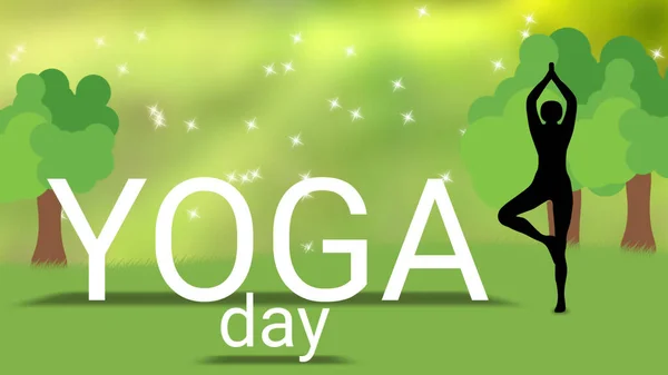 Yoga Tagesbrief Park Animation Mit Ihrem Positions Symbol Konzept Für — Stockfoto