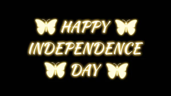 Glücklicher Unabhängigkeitstag Heller Goldfarbe Mit Schmetterlingskonzept Isoliert Auf Schwarzem Hintergrund — Stockfoto
