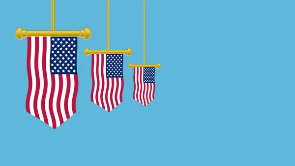 Zwaaien Amerikaanse Vlag Verschillende Stijl Geïsoleerd Blauwe Achtergrond Concept Voor — Stockfoto