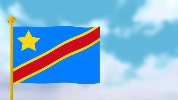 Waving Congo Flag Illustration Blue Sky — Stock Photo, Image