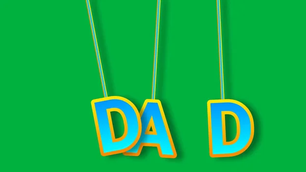 Тато Слово Гойдалках Рух Ізольовано Зеленому Екрані Ілюстрація Дня Батька — стокове фото
