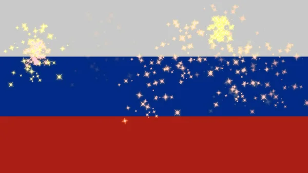 Fajerwerki Rosyjskiej Koncepcji Ciemnej Flagi Świętowania Narodowego Rosyjskiego Święta — Zdjęcie stockowe
