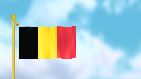 Ondeando Bandera Bélgica Cielo Azul Concepto Para Celebrar Las Fiestas —  Fotos de Stock