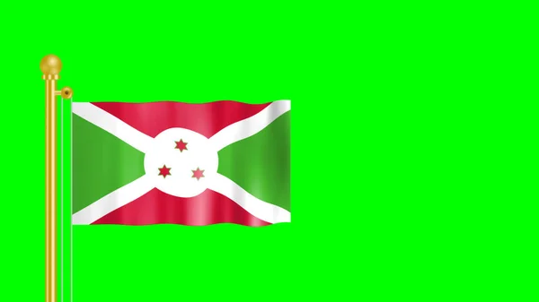 Burundi Flagge Mit Goldener Stange Isoliert — Stockfoto