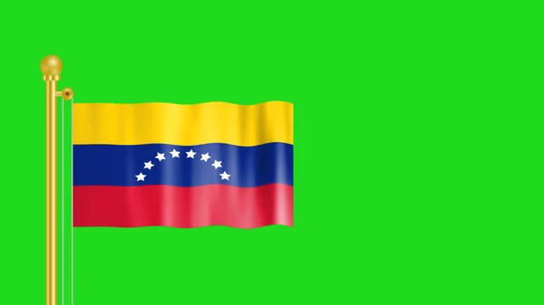 Государственный Флаг Венесуэлы Изолирован Зеленом Экране Гладкой Размахивающей Тканью — стоковое фото