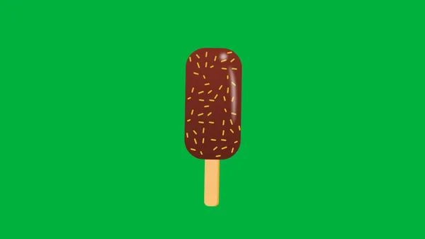 3D ice candy  isolated on green screen. Concept for chocolate lovers, ice food and flavour.