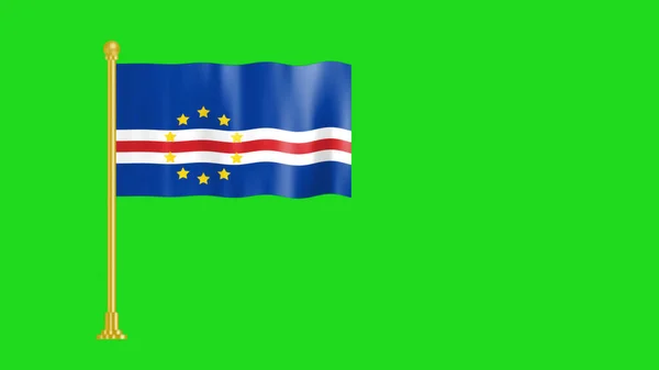 Bandeira Nacional Cabo Verde Acenando Movimento Tecido Liso Isolado Tela — Fotografia de Stock