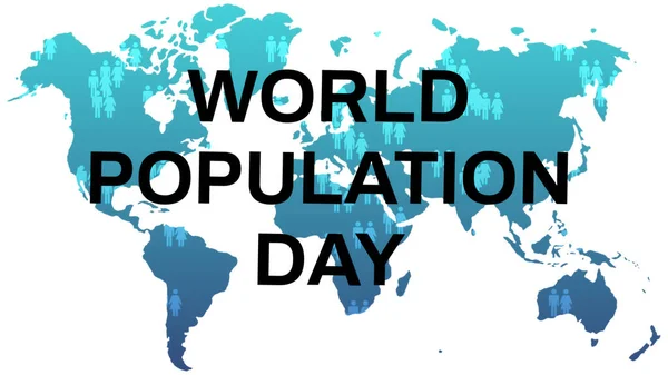 Παγκόσμια Ημέρα Του Πληθυσμού Λέξη Γραμμή Στον Παγκόσμιο Χάρτη Απομονώνονται — Φωτογραφία Αρχείου
