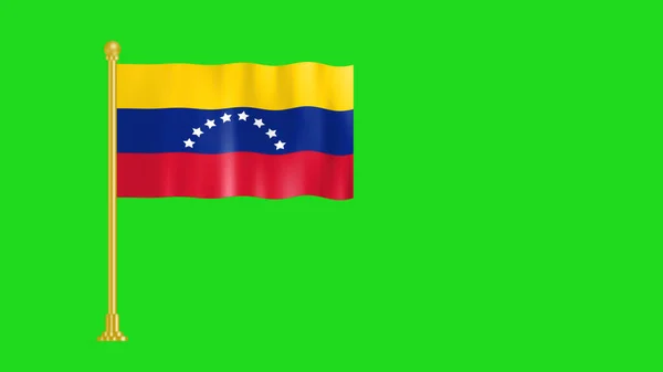 Государственный Флаг Венесуэлы Золотой Подставкой Изолирован Зеленом Экране Плавная Анимация — стоковое фото