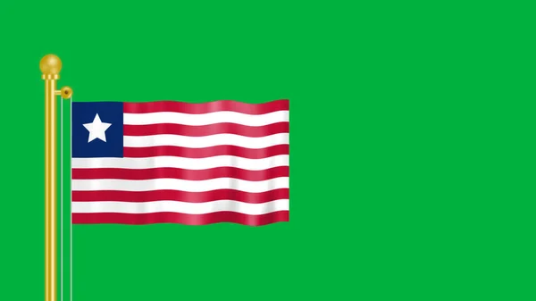 Yeşil Zemin Üzerinde Yumuşak Kumaş Hareketli Liberya Bayrağı Izole Edildi — Stok fotoğraf