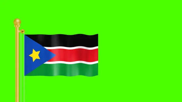 Sudán Del Sur Ondeando Bandera Tela Lisa Aislada Pantalla Verde —  Fotos de Stock
