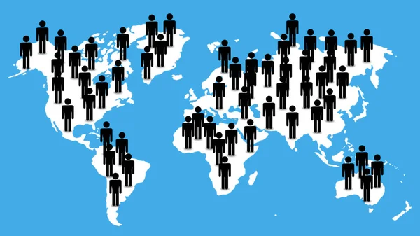 Human icon Standing  on world map. Concept for world population day and daily increase world population.