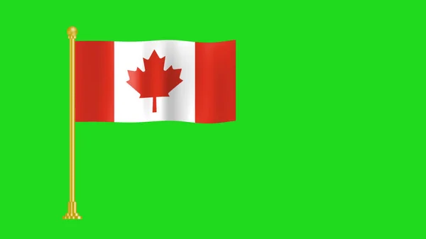Bandeira Nacional Canadá Isolada Tela Verde Conceito Para Celebrar Feriados — Fotografia de Stock