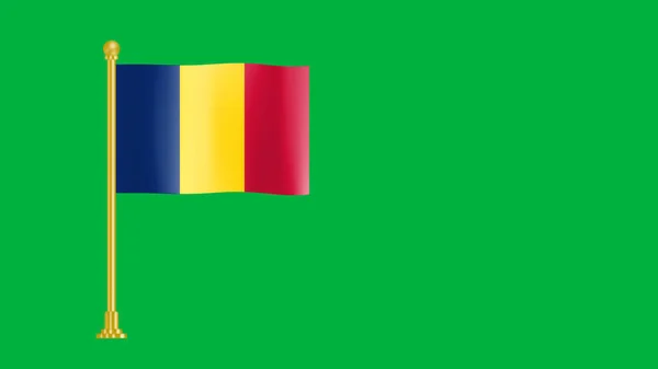 Waving Air Nemzeti Zászló Köztársaság Csád Zöld Alapon — Stock Fotó