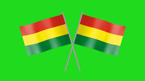 Zwei Gekreuzte Flaggen Von Bolivien Schwenken — Stockfoto