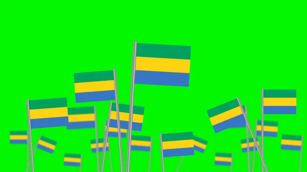 Hand Hold National Flag Gabonese Isolated Green Background Focused Front — Photo