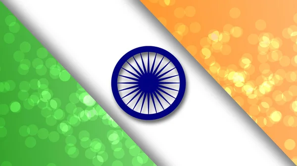 Egyedülálló Indiai Zászló Háttér Ashok Csakra Mozgó Részecskék Zöld Narancs — Stock Fotó