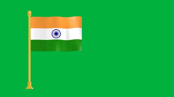 Nemzeti Zászló India Zöld Háttér — Stock Fotó