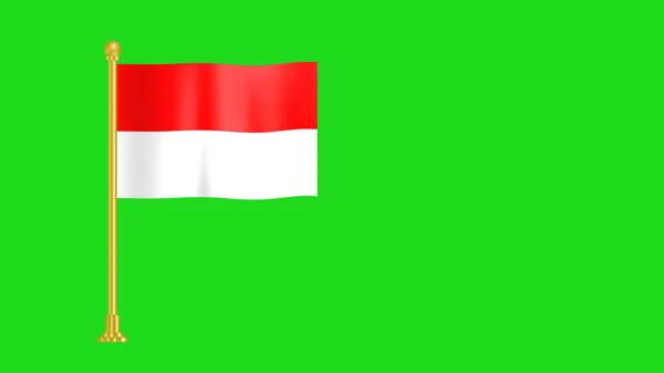 Waving Air National Flag Indonesia Green Background Gold Stand — Stockfoto