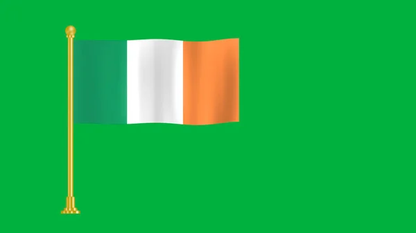 Εθνική Σημαία Της Ιρλανδίας Κυματίζει Στον Άνεμο Λείο Ύφασμα — Φωτογραφία Αρχείου