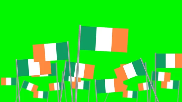 Hand Hold National Flag Lreland Isolated Green Background Focused Front — Stockfoto