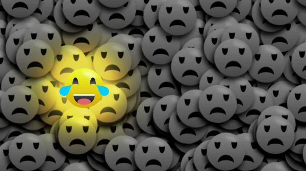 Funny Laugh Emoji Bright Gold Colour Funny Emoji Little Blur — Stock Photo, Image
