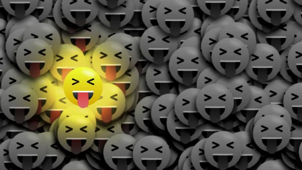 Lustige Helle Emoji Auf Wenig Verschwimmen Schwarz Und Weiß Dunkel — Stockfoto
