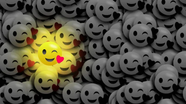 Amor Emoji Aislado Blanco Negro Luz Desenfoque Emojis Para Vacaciones —  Fotos de Stock