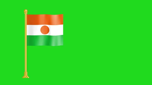 National Flag Republic Niger Green Background Gold Stand — 스톡 사진